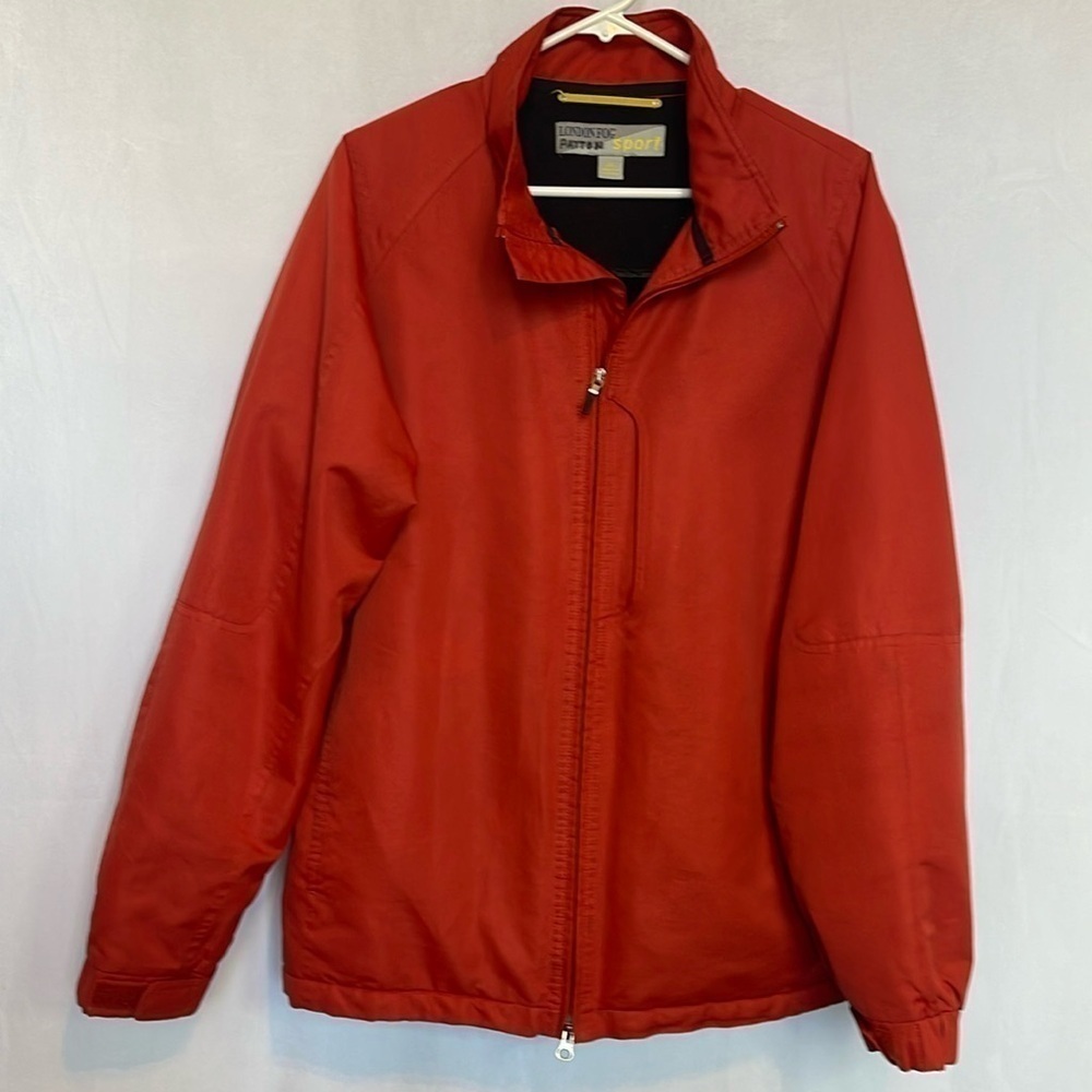 London Fog Sport Men’s Raincoat Size L Waterproof Full Zip Orange Fleece Lined